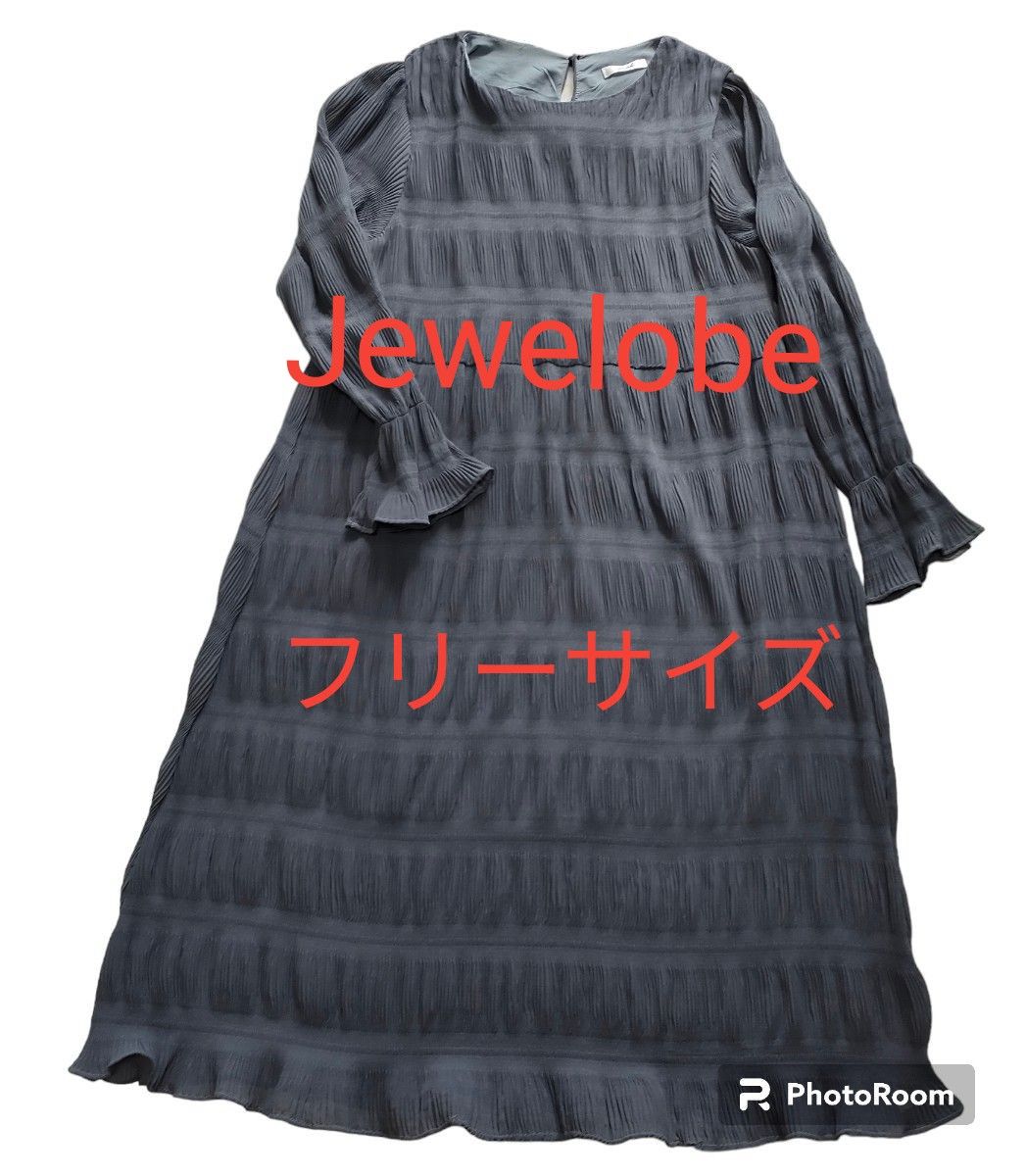 Jewelobe マジョリカプリーツシアーワンピース　マタニティドレス　グレー　フリーサイズ　レディースドレスワンピース