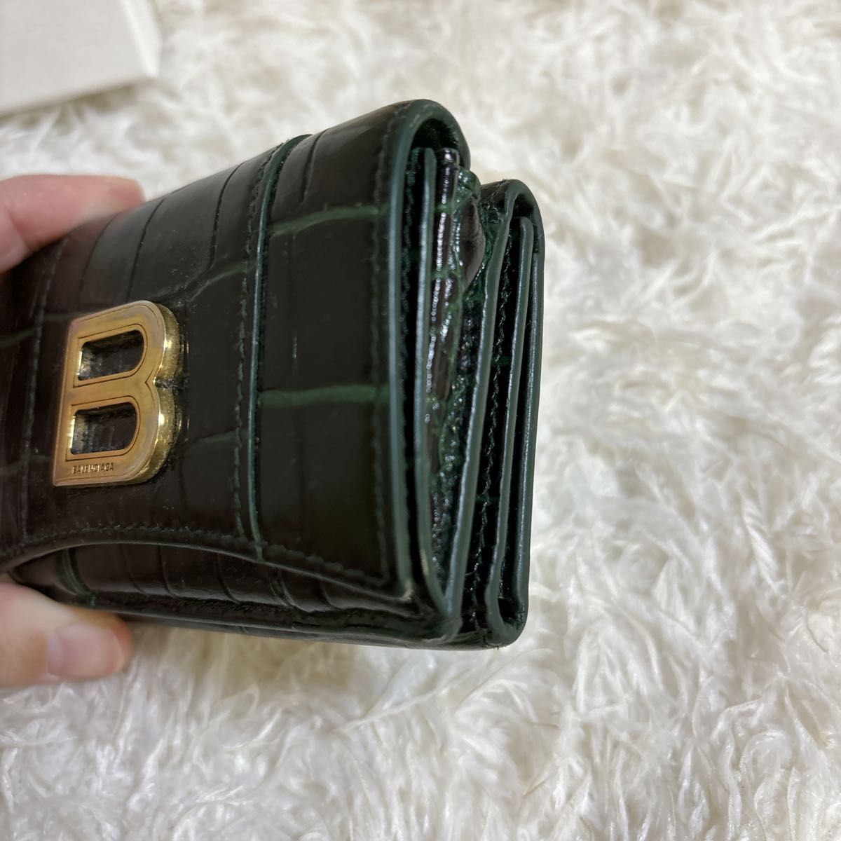 バレンシアガ クロコ 金金具 グリーン 三つ折り 財布 ミニ バレンシアガ クロコ 金金具 グリーン 三つ折り 財布 ミニ