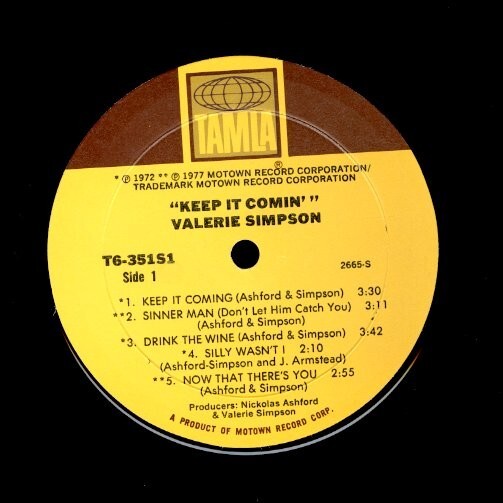 USオリジLP！Valerie Simpson / Keep It Comin' 77年【Tamla / T6-351S1】Ashford & Simpson サンプリングネタ 50cent Madlib 編集盤の画像2