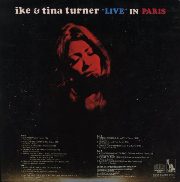 国内盤2枚組LP！歌詞カード付き Ike & Tina Turner / Live In Paris 71年【Liberty / LP-93017B】 モダンソウル Come Together ファンク_画像3