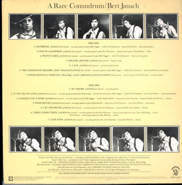 UKo Rige LP!Bert Jansch / A Rare Conundrum 77 year [Charisma / CAS 1127] bar to*yanshuUK Fork trad SSW Folk London 
