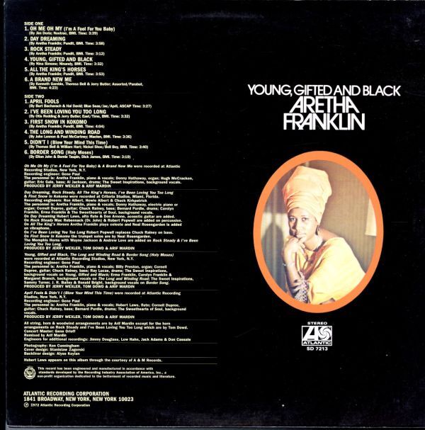 USプレスLP！Aretha Franklin / Young, Gifted And Black【Atlantic / SD 7213】アレサ・フランクリン Donny Hathaway , Cornell Dupreeの画像3