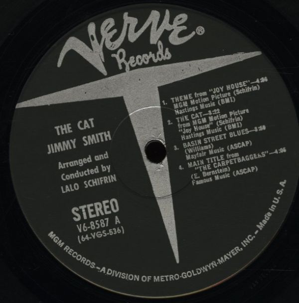 US Stereo盤 VANGELDER刻印 The Incredible Jimmy Smith / The Cat 1964年【Verve Records / V6-8587】ソウル・ジャズ ラロ・シフリン_画像2