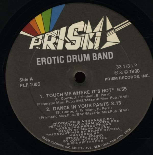 US盤オリジLP Erotic Drum Band / Touch Me Where It's Hot 1980年【Prism PLP 1005】ディスコ Disco Funk ファンク ピーター・ディ・ミロ_画像2