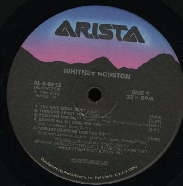 USオリジLP！Whitney Houston / Whitney Houston 1985年【Arista AL 8-8212】ホイットニー・ヒューストン R&B ファンク ソウル大名盤_画像2