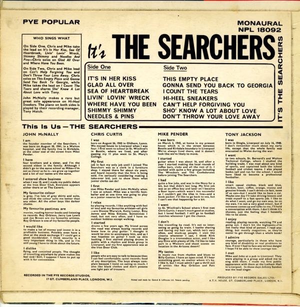 英オリジナル盤LP！MONO The Searchers / It's The Searchers 1964年【Pye Records / NPL 18092】マージー・ビート サーチャーズ ピンと針_画像3