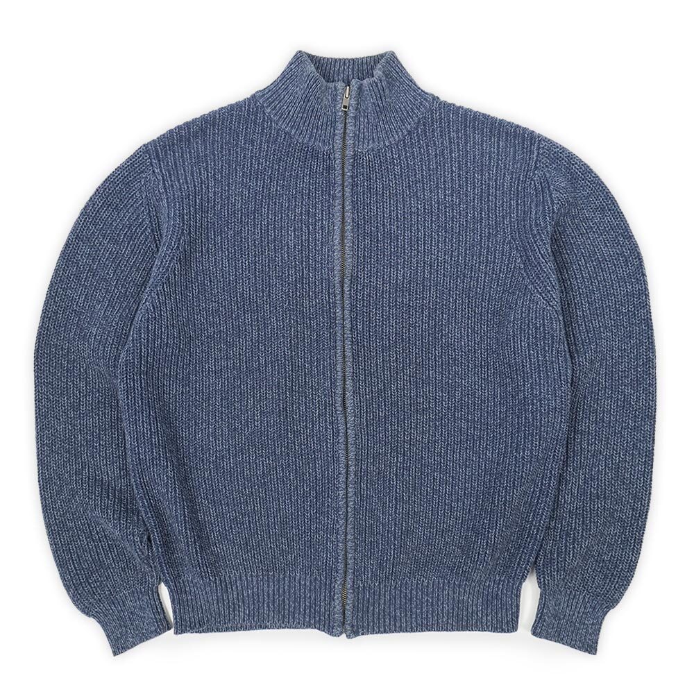 お歳暮 2024 L.L.Bean エルエルビーン 00s M 杢ネイビー (-1447) 古着 スタンドカラー セーター ドライバーズ フルジップコットンニット 男性用