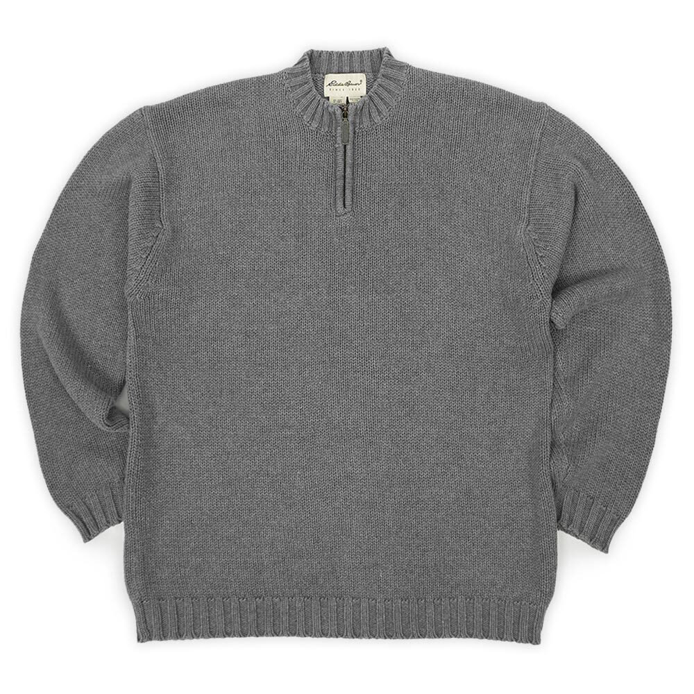 エディーバウアー Eddie Bauer 00's ハーフジップ コットンニット セーター 白タグ ビンテージ 古着 (-1448) グレー L