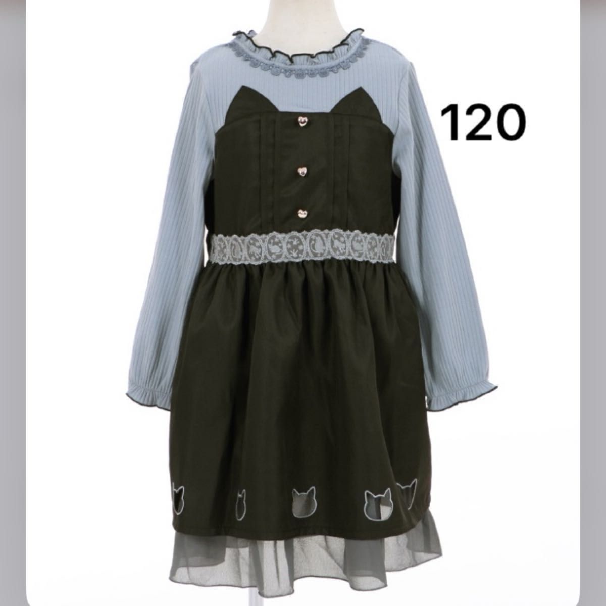 axes femme kids★新品、未使用タグ付き★ネコモチーフドッキングワンピース★120