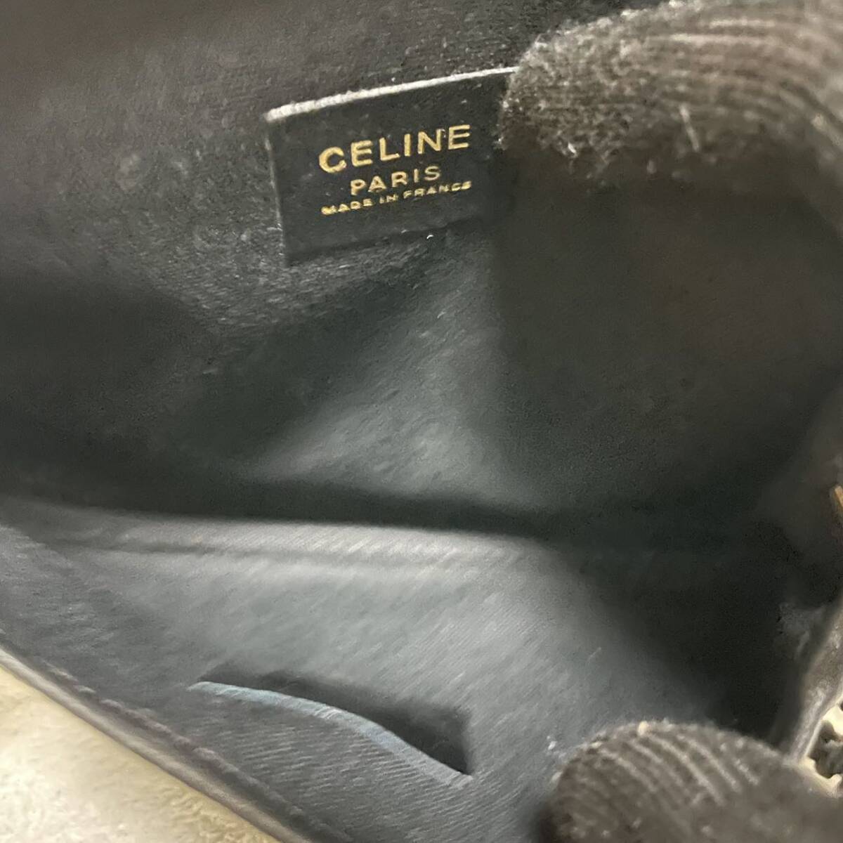 1円スタート！ 超美品 CELINE セリーヌ ベロア ミニポーチ ショルダーバッグ アクセサリーポーチ ミニバッグ ブラック ヴィンテージ _画像9