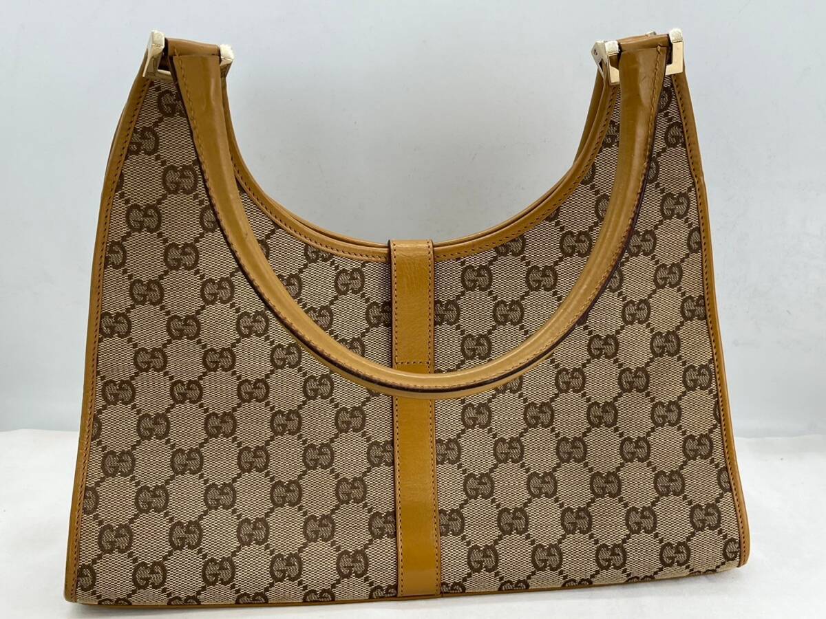 ce7358080/美品 GUCCI グッチ GGキャンバス レザー ジャッキー ハンドバッグ 肩掛け ワンショルダー_画像4