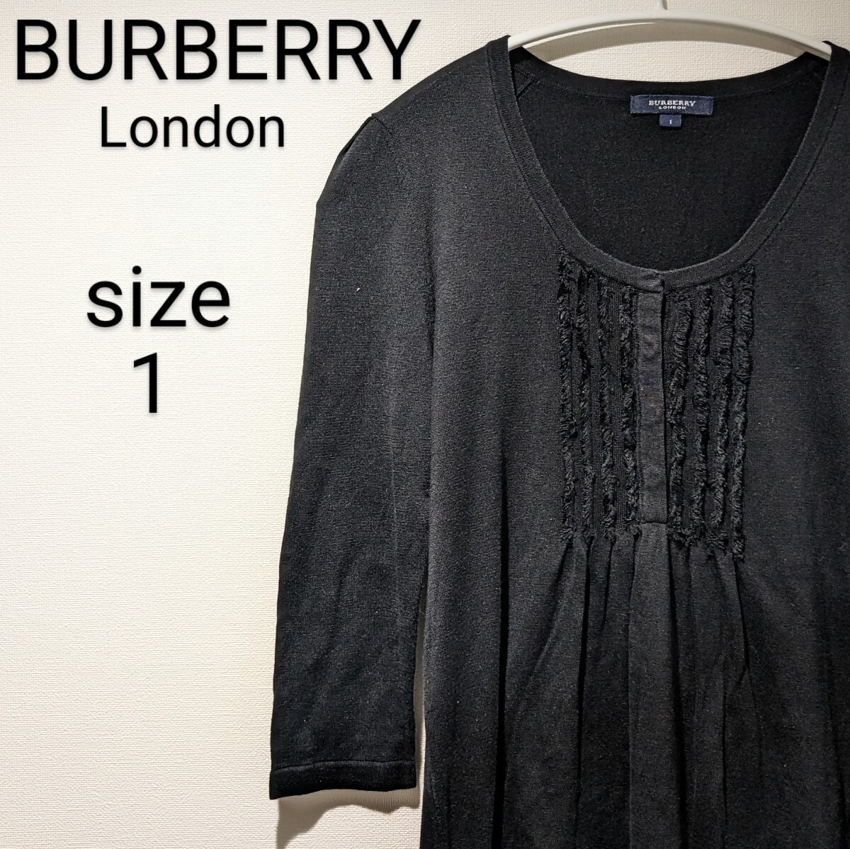BURBERRY Burberry London tops silk 100% button hose Logo lady's woman clothes black silk long sleeve spring .XS size corresponding 