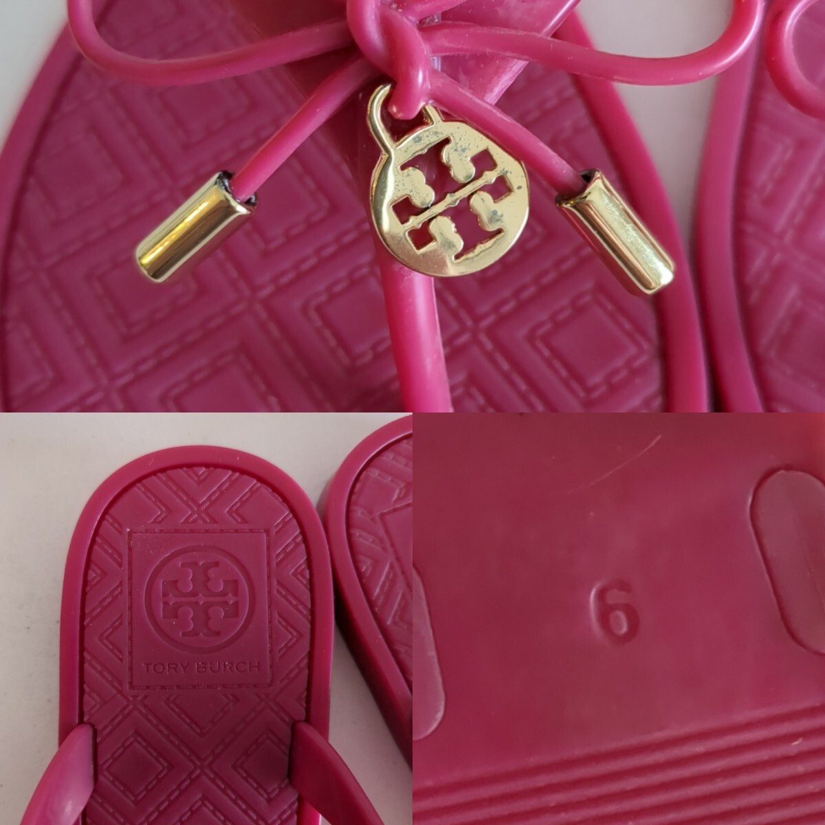 TORY BURCH　トリーバーチ　ビーチサンダル　ピンク　リボン　6 　レディース　婦人靴　ワンポイントロゴ　人気ブランド　日本サイズ約23_画像7