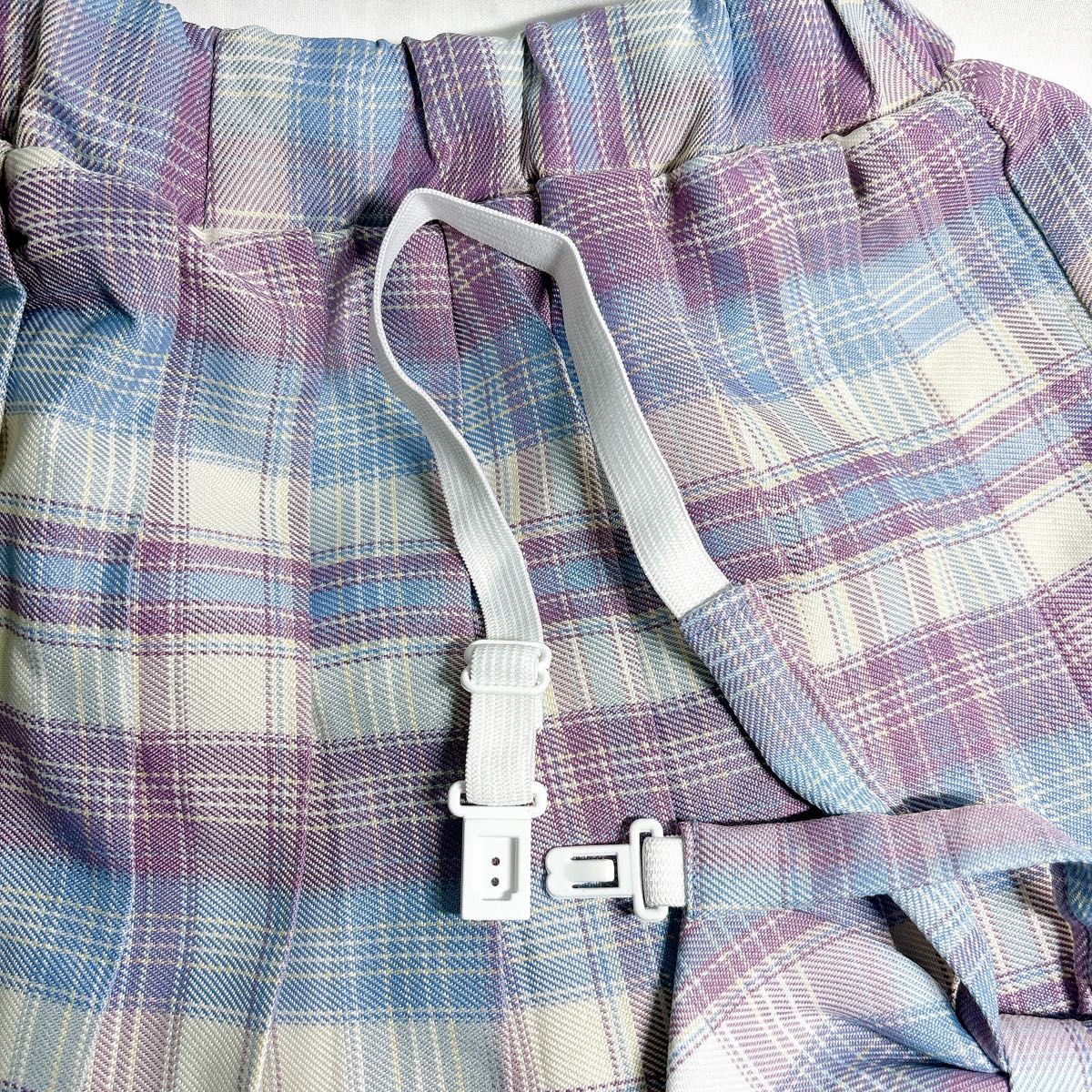 制服 スカート リボン JK チェック柄 2点セット 紫 130 かわいい　 プリーツスカート プリーツ 女の子 チェック