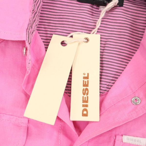 タグ付き 美品★ DIESEL ディーゼル 春夏 リネン&コットン★ 長袖 ウエスタン シャツ Sz.M　メンズ　I4T00824_3#A_画像4