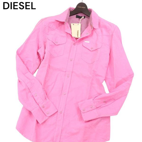 タグ付き 美品★ DIESEL ディーゼル 春夏 リネン&コットン★ 長袖 ウエスタン シャツ Sz.M　メンズ　I4T00824_3#A_画像1