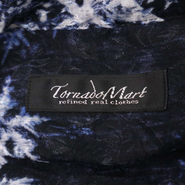 20SS★ TORNADOMART トルネードマート 通年 スノー フラワー総柄★ 長袖 ストレッチ サテンジャガード シャツ Sz.M　メンズ　I4T00820_3#C_画像5