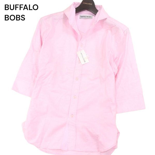 【新品 未使用】 BUFFALO BOBS バッファローボブス 【LORENZO-ESTATE】春夏 7分袖 リネン シャツ Sz.2~3 メンズ I4T00860_3#Aの画像1