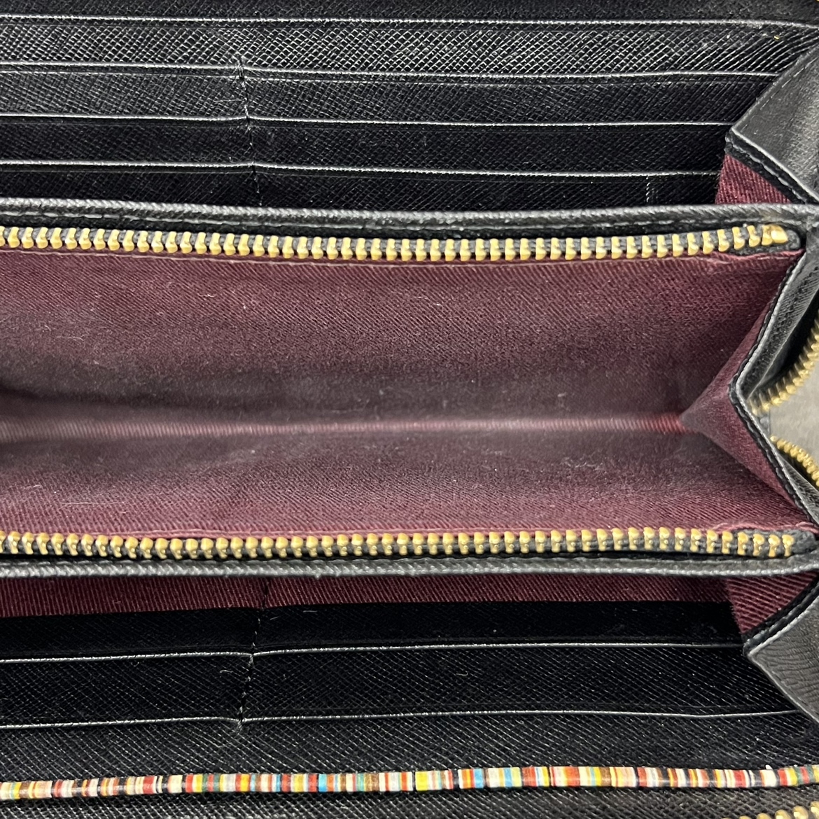 1000円スタート【中古】Paul Smith ポールスミス ブランド ブラック 長財布 本革 ラウンドファスナー_画像7