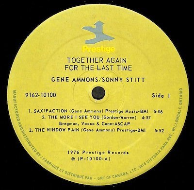 249952 GENE AMMONS, SONNY STITT / Together Again For The Last Time(LP)_画像3