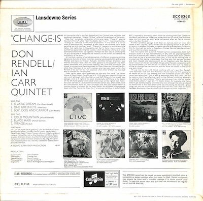 249946 DON RENDELL IAN CARR QUINTET / Change Is(LP)_画像2