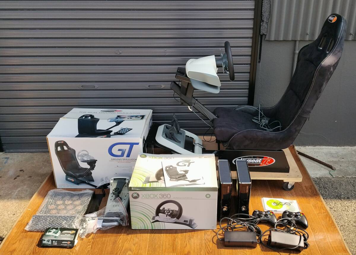 愛知店舗■Playseat■XBOX 360 レーシング ゲームセット XBOX360本体2個 ワイヤレスレーシングホイール/ハンドル グランツーリスモ