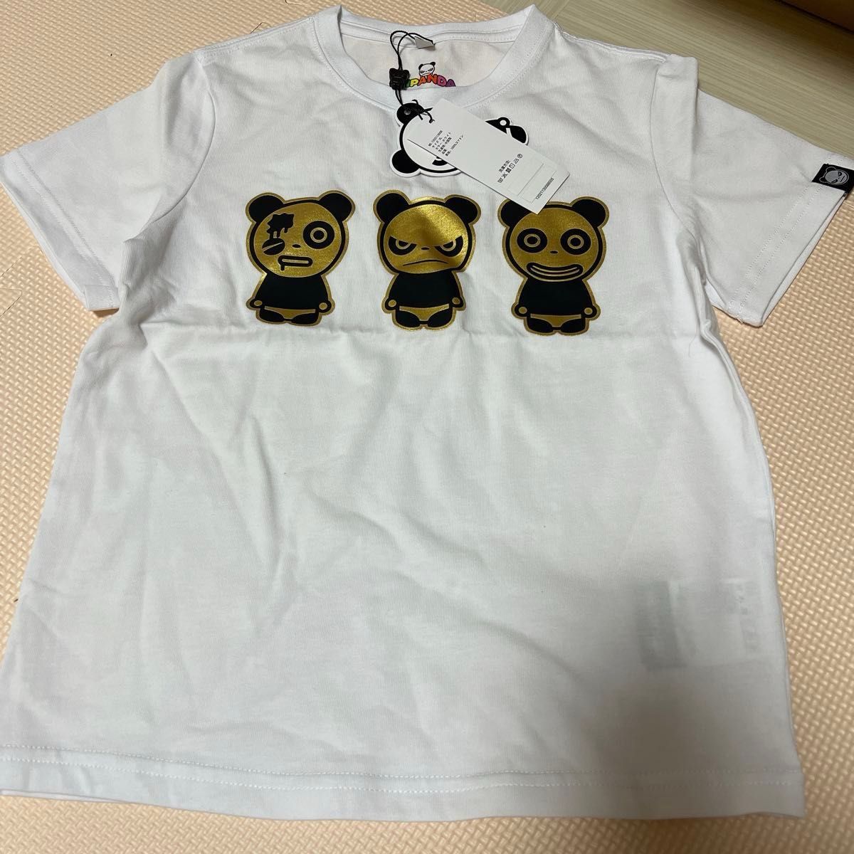 [HIPANDA] ハイパンダ  キッズ 3兄弟 ゴールドプリント 半袖Tシャツ