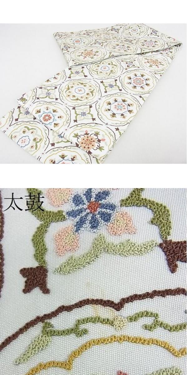 平和屋2■極上 中国三大刺繍 総相良刺繍 総刺繍 つづれ屋 袋帯 正倉院花文 たとう紙付き 逸品 DAAB7613psの画像10