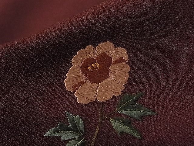 平和屋川間店■付下げ　総刺繍　扇面草花文　逸品　hy5761_画像6