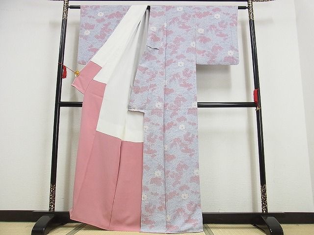 平和屋川間店■上質な小紋 絞り 風景花文 着丈163cm 裄丈64cm 正絹 逸品 A-ck1087の画像3