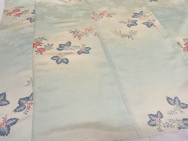 平和屋川間店■お召　草花文　暈し染め　着丈157cm　裄丈66cm　正絹　逸品　A-dp3325_画像3