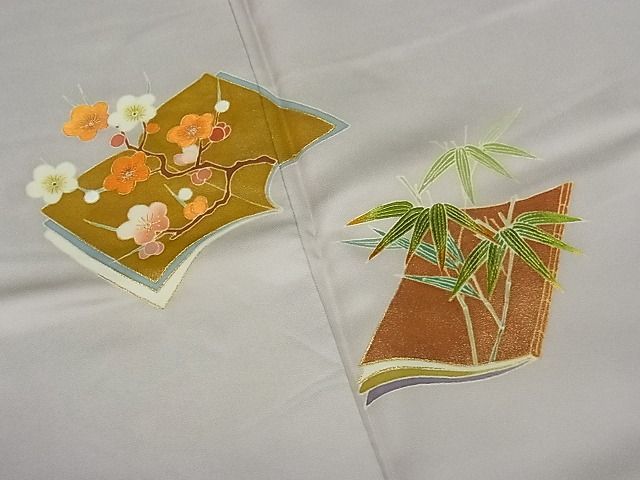 平和屋川間店■訪問着　刺繍　冊子花文　暈し染　金彩　金糸　着丈157cm　裄丈64.5cm　正絹　逸品　B-wt7207_画像5