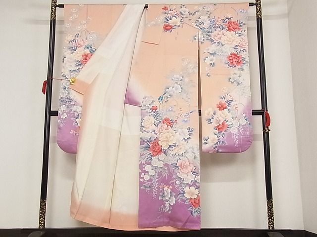 平和屋川間店■豪華振袖 花鳥文 暈し染め 着丈149.5cm 裄丈65cm 正絹 逸品 A-ck5055の画像2