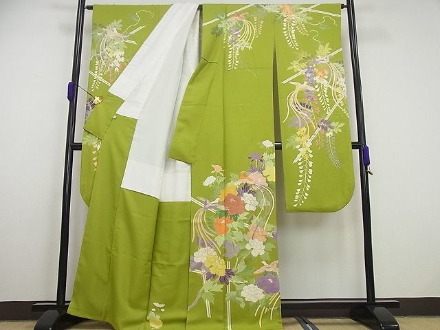  flat peace shop 1# finest quality establishment 460 year * thousand . long-sleeved kimono piece embroidery phoenix . flower writing gold paint Ise city . treatment excellent article 4s345