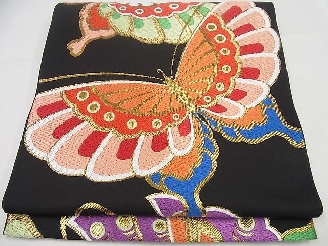 平和屋1■極上　西陣　川島織物謹製　六通柄本袋帯　唐織　舞蝶文　金糸　逸品4s353