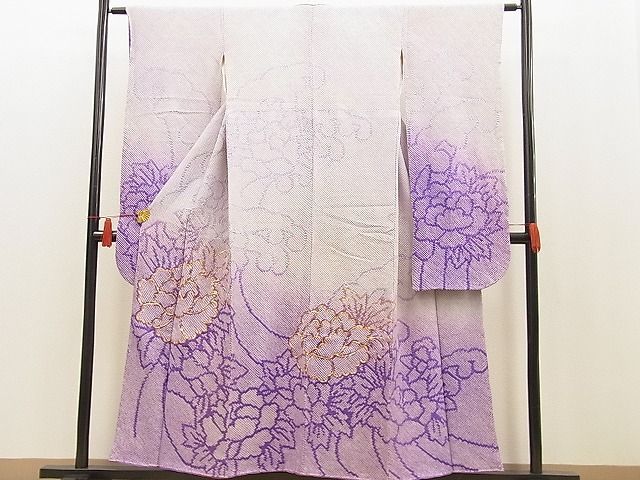 平和屋野田店■豪華振袖　総絞り　駒刺繍　牡丹立波文　やまと誂製扱い　逸品　n-ne3321_画像1