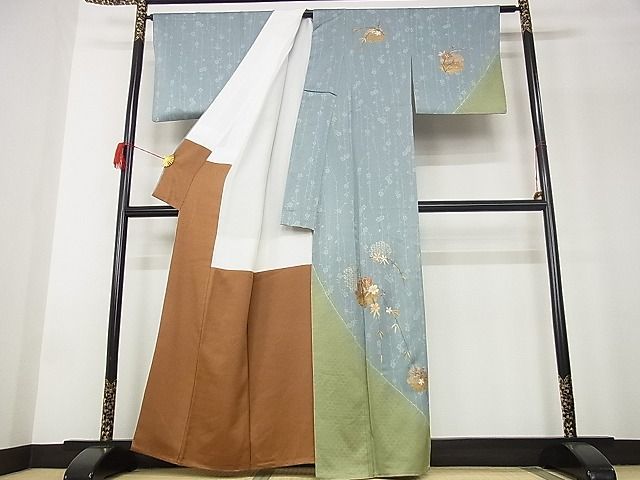 平和屋-こころ店■訪問着　駒刺繍　枝垂れ梅文　金糸　金彩　着丈161.5cm　裄丈64cm　正絹　逸品　A-ja5884_画像2