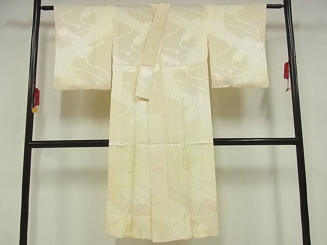 平和屋-こころ店■長襦袢　無双仕立て　花文箱文　暈し染め　正絹　逸品　B-zg9321_画像1