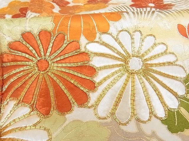 平和屋-こころ店■豪華振袖 駒刺繍 枝花文 暈し染め 金彩 着丈153cm 裄丈65cm 正絹 逸品 1B-np2769の画像5