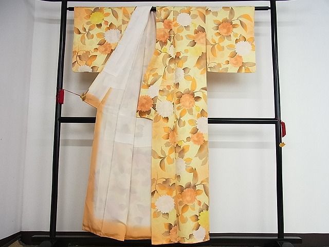 平和屋-こころ店■上質な小紋 地紋起こし 草花文 暈し染め 金彩 着丈152cm 裄丈62.5cm 正絹 逸品 1B-np2810の画像2