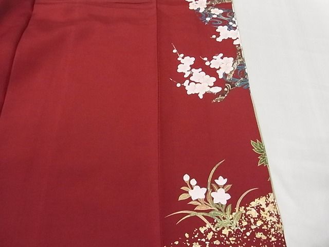 平和屋-こころ店■豪華振袖　流水草花文　暈し染め　金彩　着丈168.5cm　裄丈68cm　正絹　逸品　A-br7998_画像6