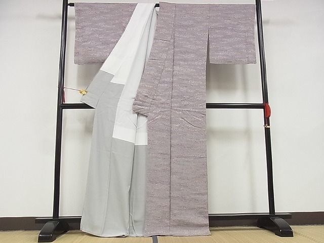 平和屋-こころ店■上質な小紋　陶彩染　霞文　着丈165.5cm　裄丈67.5cm　正絹　逸品　B-zg9266_画像2