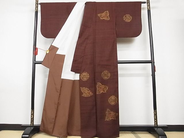 平和屋-こころ店■訪問着　紬地　草花文　着丈161.5cm　裄丈65cm　正絹　逸品　A-br7997_画像2