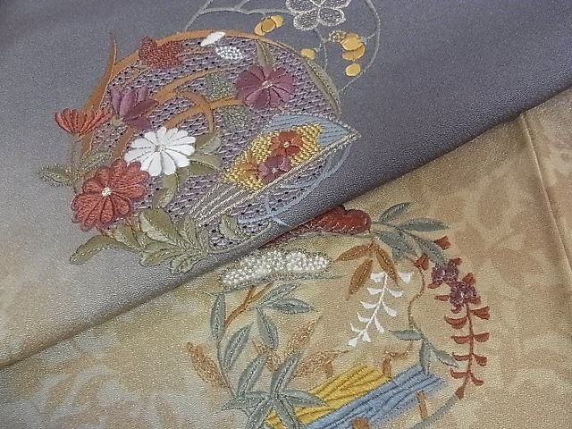 平和屋2■訪問着　刺繍　花丸文　金糸　鈴乃屋扱い　逸品　1ic0875_画像6