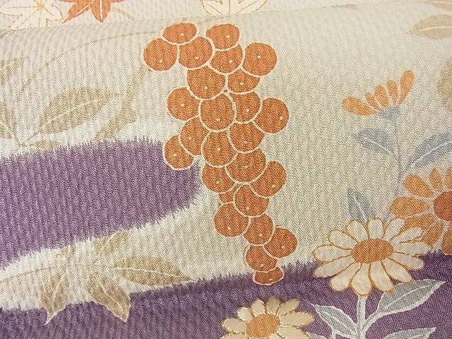 平和屋2■アンティーク　大正ロマン　丸帯　駒刺繍　草花文　逸品　sf4213_画像4