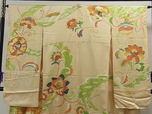 平和屋1■豪華振袖　駒刺繍　更紗花唐草文　金彩　阪急扱い　逸品　1yc3420_画像2