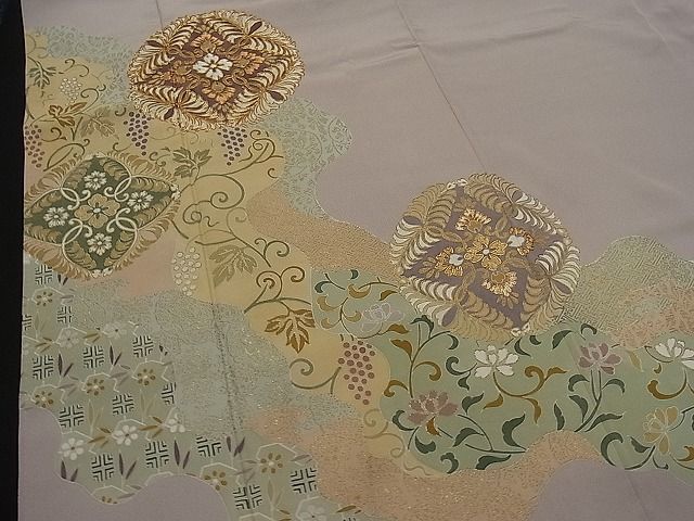 平和屋1■創業460年・千總　駒刺繍　道長花唐草文　金彩　逸品　1yc3722_画像4