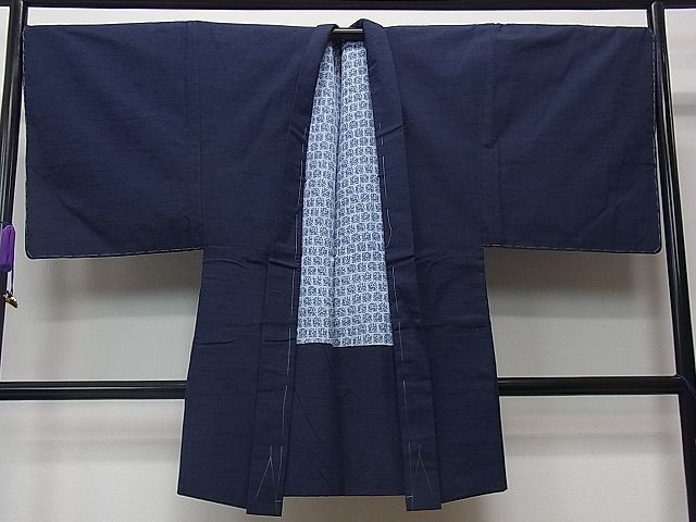 平和屋1■男性 長羽織 紬地 留紺色 逸品 未使用 dy8434の画像1