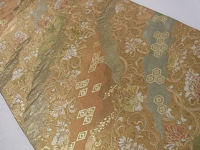 平和屋1■西陣　服部織物謹製　六通柄袋帯　道長花唐草文　金糸　逸品　an5568_画像2