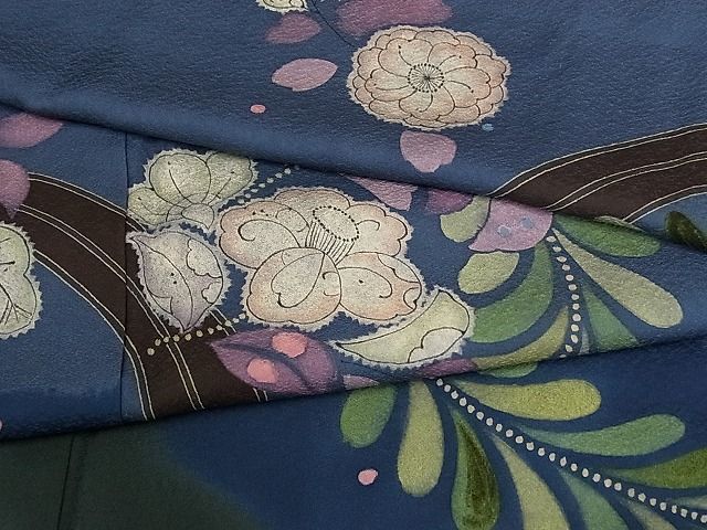 平和屋-こころ店◆訪問着　手描き　辻が花　着丈163.5cm　裄丈65cm　正絹　逸品　mop3858_画像7